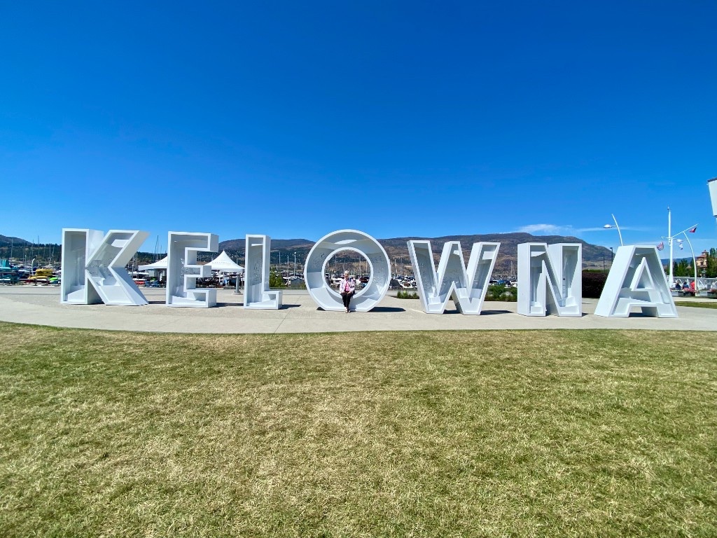 Kelowna landmark sign on the waterfront